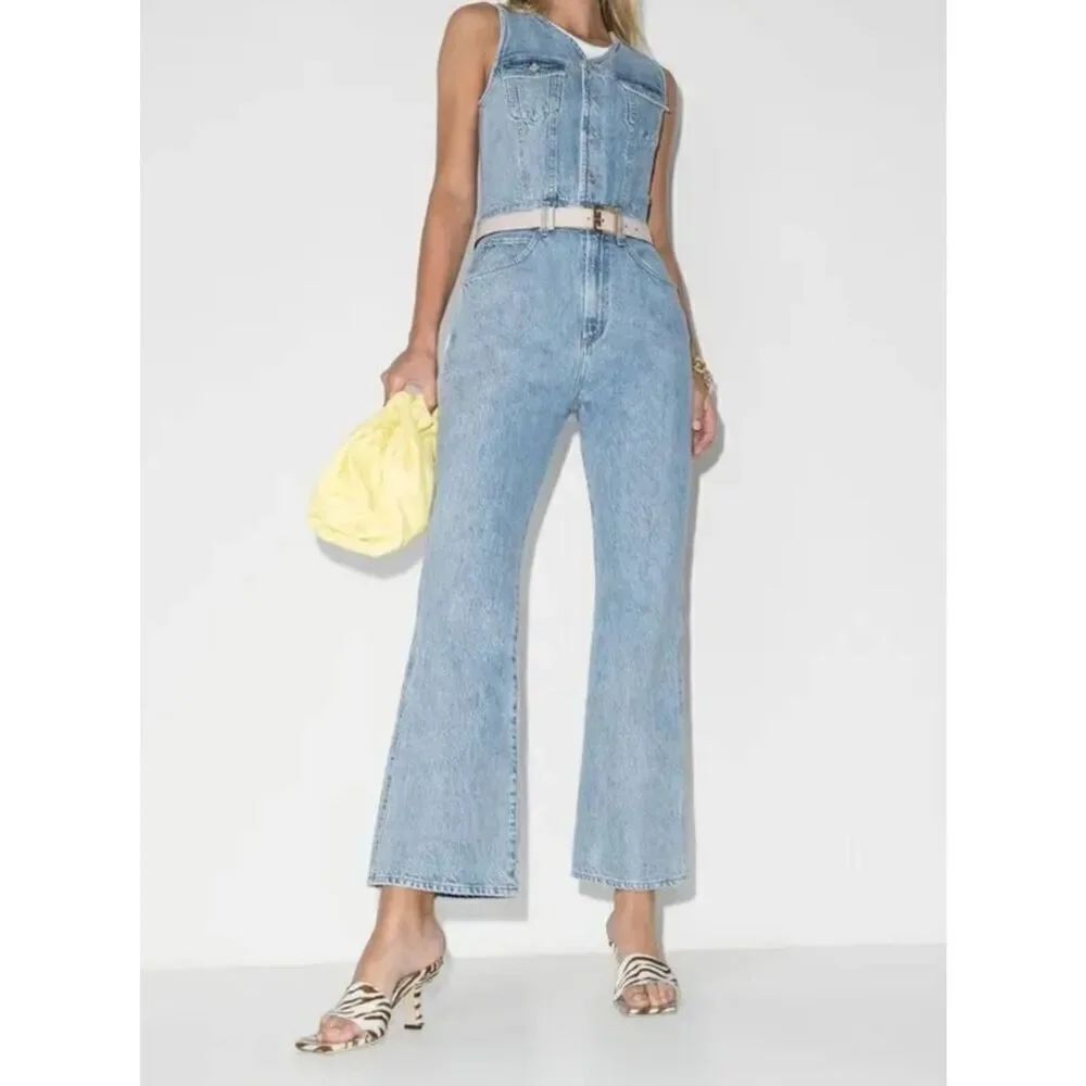 Adolge 70s Sleeveless Denim Jumpsuit 0